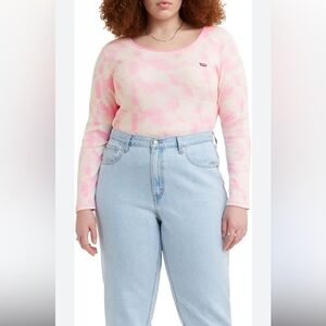 NWT Levi's Honey Cotton Long Sleeve in Moody Tie Dye Begonia Pink Size 1X $39.50